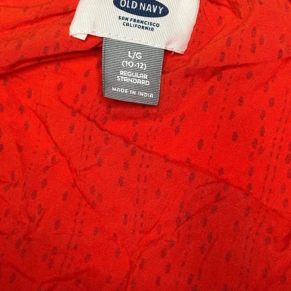 Old Navy Girls bright orange with dots and eyelet spaghetti strap dress 10-12